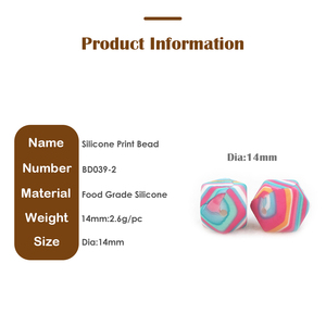 Cuentas hexagonales de 14mm, mordedor sin BPA, juguete de dentición para bebé, accesorios masticables, cuentas de silicona - Product Image 6