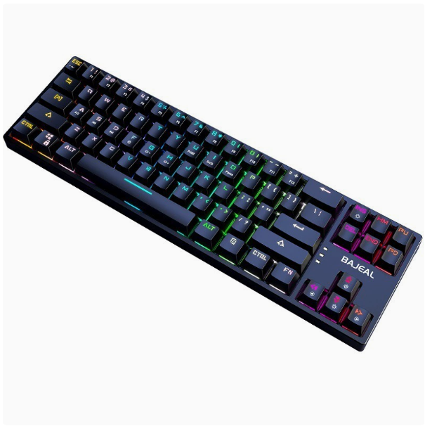 87-Key Gaming Mechanical Keyboard with Detachable Blue Switches Type-C Key Cable Custom-designed Side-lit Panels