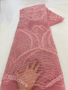 NI.AI кружево с блестками и бисером, свадебная полоса, кружевная ткань, роскошная вышивка, жемчуг, блестки, кружевная ткань - Product Image 4