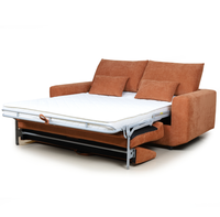 Canapé-lit convertible 2 places en tissu orange avec matelas pour salon, chambre d'amis, appartement, mobilier de maison