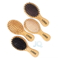 Peigne démêlant antistatique en bois de hêtre à dents larges, brosse à cheveux à coussin d'air, mini peigne de poche ovale étanche avec logo personnalisé, vente en gros