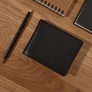Cartera plegable delgada de cuero con logotipo personalizado Rfid, cartera negra para hombre, carteras cortas para hombre - Product Image 6
