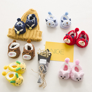 Mùa Đông Mắt Cá Chân Dày Dễ Thương Động Vật Trẻ Sơ Sinh Mờ Grip Toddler Len Giáng Sinh Bé Búp Bê Dép Vớ Giày Chống Trượt - Product Image 1