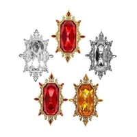 Dernières pierres précieuses de l'usine, vintage, acrylique, faites à la main, multicolores, en forme d'œil de cheval, strass avec bordure en métal doré, diamant