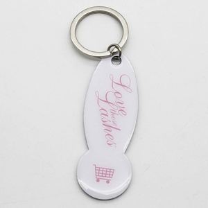 Porte-clés personnalisé en métal époxy avec impression CMJN, motif chariot de courses, clé de déverrouillage - Product Image 5