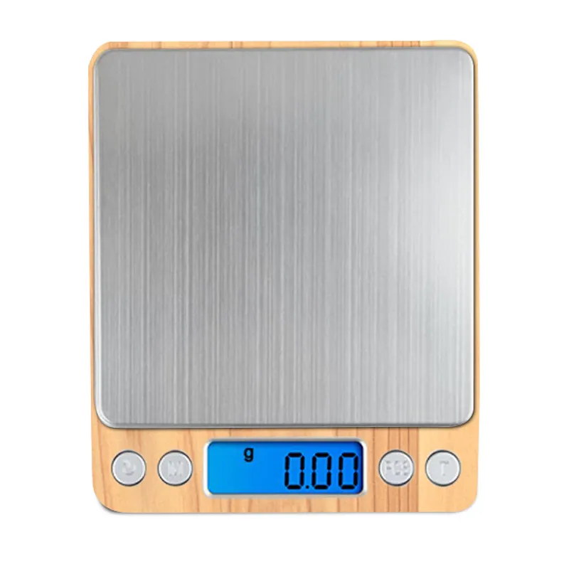 Balance de poche numérique en bambou ABS, poids 500g x 0.01g, pour peser les bijoux