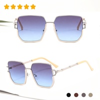 Accessoires de mode féminins tendance, lunettes de soleil de luxe pour femmes, monture carrée surdimensionnée en métal, verres dégradés de haute qualité