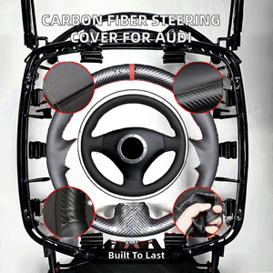 Funda de <span class=keywords><strong>Volante</strong></span> de Coche de Fibra de Cuero Personalizada de 3 Radios para <span class=keywords><strong>Audi</strong></span> A2/<span class=keywords><strong>A3</strong></span>/B6/B/S3/S4/RS4/RS6 - Product Image 2