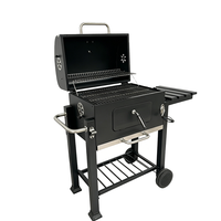 Support de terrasse robuste pour barbecue au charbon de bois domestique ; Grand barbecue extérieur noir pour le jardin