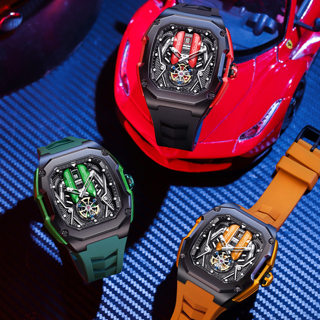 Drop Shipping Man Watch Quartz Movement Waterproof Hot Style V12 Engine Watches Luxury Car for Lambo SVJ
