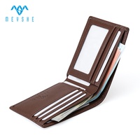 Desain Baru Harga Pabrik Cepat Kustom Berkualitas Tinggi 100% Kulit Asli Bermerek Anti RFID Dompet Tempat Kartu MEYSHE Pria