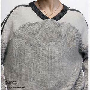 Jersey de Rugby Jacquard con Estampado Desgastado, Cuello en V, Estilo Casual, para Todas las Temporadas - Product Image 4