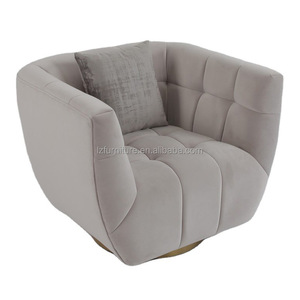 Tufting Velvet Swivel Accent <b>Chair</b> Petal Back <b>Shell</b> Design Gold Round Base Modern Lounge <b>Chair</b> Hotel Lobby Living Room Furniture - Product Image 3