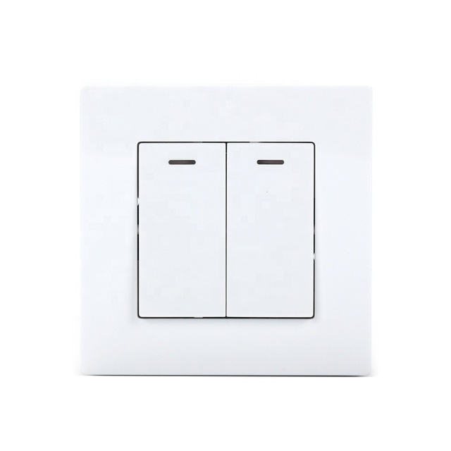 Eu White Black Gold Grey Home Electrical Light Wall Switches 2 Gang 1 Way 2 Way 3 Way Button Switch With Led Indicator 86*86mm