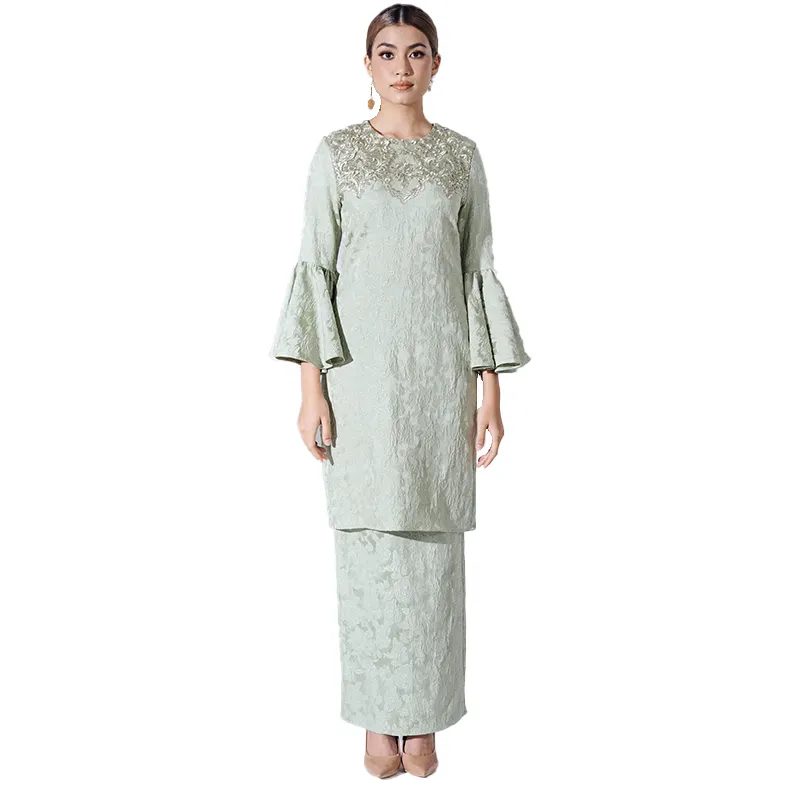 Tùy Chỉnh Mới Nhất Thiết Kế Baju Kurung Satin Hoa Indonesia Hồi Giáo Abaya Lụa Thiết Kế Của Phụ Nữ Dresses Hồi Giáo