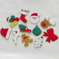 Patchs en chenille de Noël en gros à thermocoller de haute qualité, motifs Père Noël, sapin, bonbon, chaussette, pour vêtements homme et femme