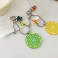 Groothandel Fruit Slice Acryl Sleutelhanger Mini Drankblikje En Ster Kraal Decor Sleutelketting Schattig Citroen Lime Design Tas Charm Hangertje