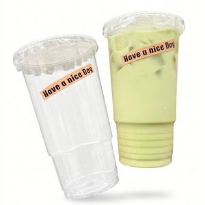 แก้วกาแฟแบบใช้แล้วทิ้งขนาด 107 มม. 32 ออนซ์ ผลิตจากพลาสติก PET ใส สำหรับใส่ชาไข่มุก นม ชา กาแฟ พร้อมฝาปิดแบบแบนและแบบโดม - Product Image 1