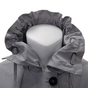 Женское длинное серое пальто с большими 4 отверстиями на пуговицах Женская куртка со стильной передней планкой - Product Image 4