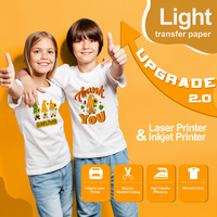Papier de transfert jet d'encre A3 A4 personnalisé avec logo 2.0 pour tissus légers, t-shirts en coton, papier imprimable à chaud pour l'impression de vêtements