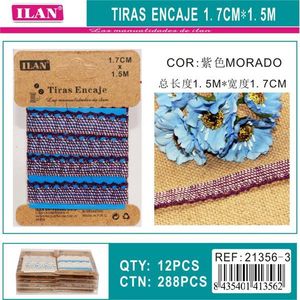 Cinghie in pizzo Ilan 1,7 cm x 1,5 m viola per artigianato e cucito - Product Image 3