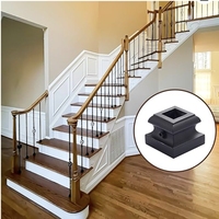 Balustres carrés modernes en fer noir satiné de 1/2 pouces Chaussures plates Escalier Intérieur Vis Balustrades Mains courantes Revêtement en poudre