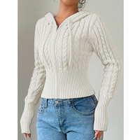 Pull à capuche en tricot à manches longues pour femmes, personnalisé, décontracté, automne et hiver, 100% coton, couleur unie