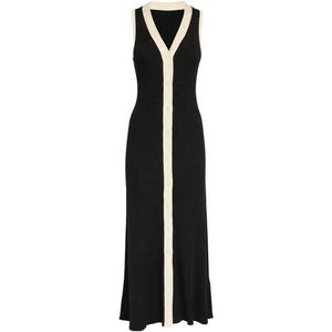 Blusa de Punto sin Mangas con Cuello en V Profundo, Diseño de Bloques de Color, Control de Abdomen, Ajuste Regular, Estilo Vintage Francés para Mujer - Product Image 1