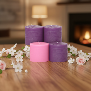 Lilin Pilar Votive Lilin Aroma Lavender Buatan Tangan, Bulat 3x6 Inci, Set 5, Tahan Lama, Tanpa Tetesan, Tanpa Aroma, Untuk Pernikahan, Ulang Tahun, Pesta - Product Image 3