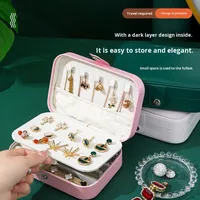 PU-Leder Tragbare Schmuckschatulle Geschenkverpackung Reise-Schmuckbox für Frauen und Mädchen Organizer für Ohrringe und Ohrstecker