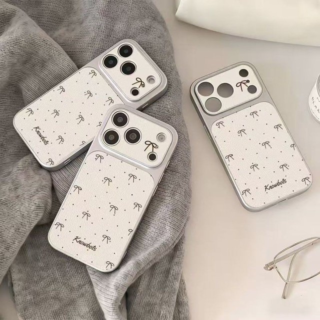 Corning Sheepskin Painted Black Bow Phone case for iPhone 17 air 16 14 15 Pro Plus 18 13 12 11 Pro Max XR XS MAX Cover