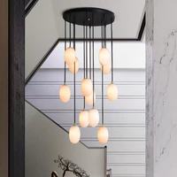 Lámpara de escalera moderna y sencilla, estilo chino, con diseño de nube de piedra, giratoria y hueca, para villa dúplex, loft, escalera larga.