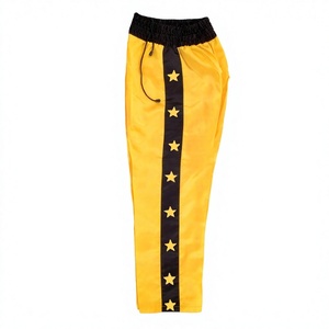 Yellow Taekwondo Pants With Black Star Stripe High Waist Breathable Unisex Martial Arts Training Equipment - Product Image 2