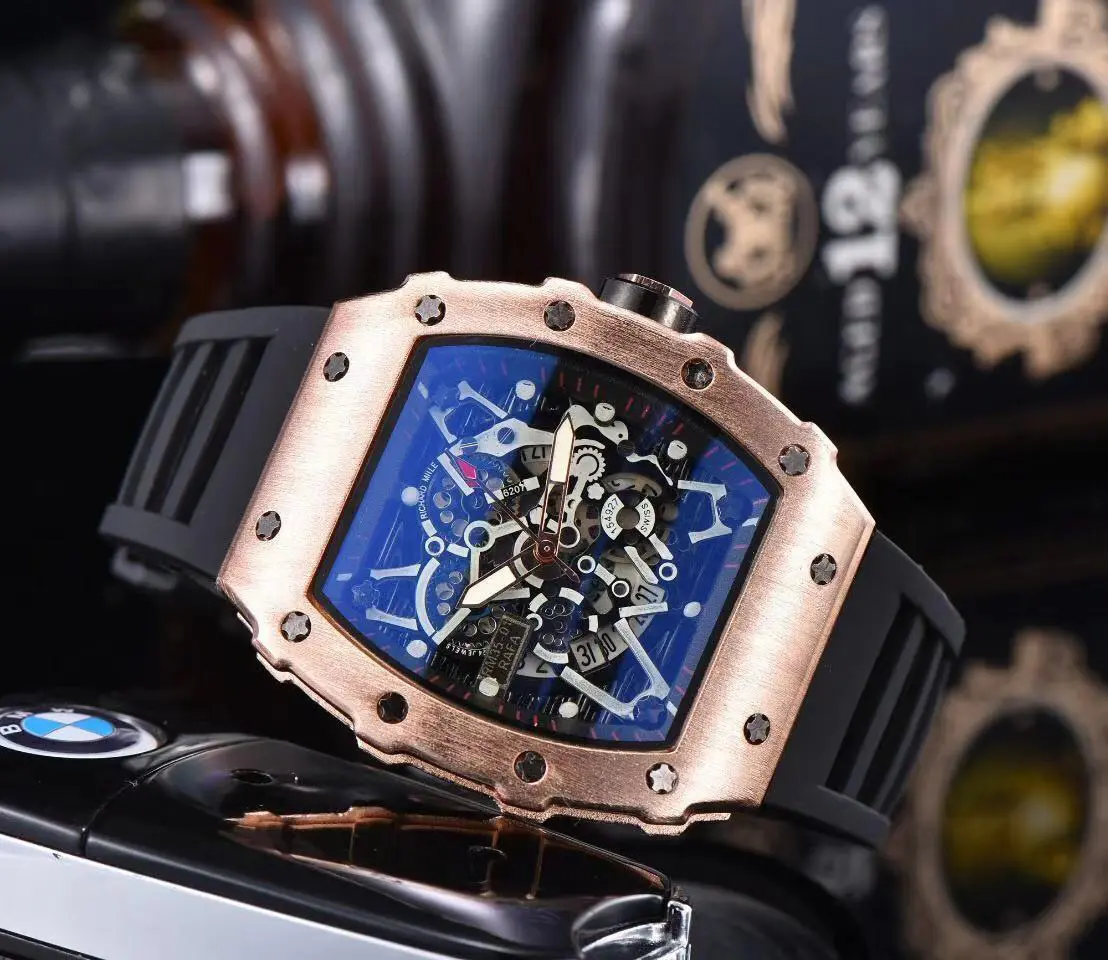 Best sell 9791A Fashion Richard barrel-shaped spiral Crown Men's Wristwatch Novelty sports quartz Men watch