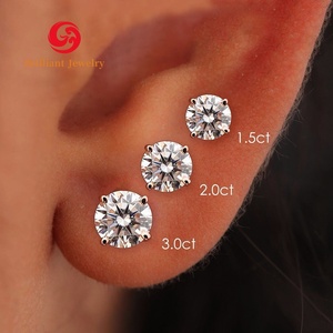 ต่างหูเพชรทองคำแท้ 14k 18k 0.5 กะรัต - 5 กะรัต เพชรเลี้ยงในห้องปฏิบัติการ ได้รับการรับรองจาก IGI ต่างหูแบบติดหูสำหรับผู้หญิงและผู้ชาย - Product Image 1