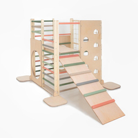 Structure de jeu intérieure en bois pour enfants avec toboggan, gymnase multifonctionnel pour tout-petits