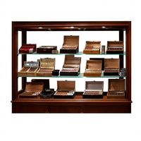 Vitrine de présentation en bois et verre pour cigares, humidificateur, comptoir de magasin, étagère sur mesure, MOQ 1 pour les boutiques de cigares et de tabac