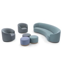 Ensemble de canapés modulaires de salon incurvés en tissu nuage pour appartement, hôtel et villa
