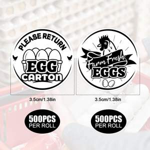 Étiquettes en carton d'oeufs de poulet Timbres et autocollants d'emballage d'oeufs frais de ferme Veuillez retourner pour les oeufs de poulet frais - Product Image 3