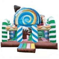 Structure gonflable combinée toboggan et aire de jeux pour enfants sur le thème du pain d'épices Candy Land, multicolore, en PVC de qualité commerciale