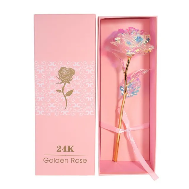 Colorido de la hoja de oro de 24K de oro rosa para el Día de San Valentín Día de la madre cumpleaños Navidad con caja de regalo