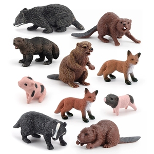 Set de Animales Silvestres Simulados: Castor, Zorro, Texugo, <span class=keywords><strong>Gulo</strong></span>, Glulo, Lechón, Miniaturas Decorativas para Paisajes, Juguete - Product Image 1