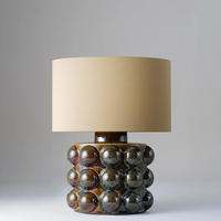 Lampe de table en céramique design vintage avec abat-jour rond moderne en lin luminaire décoratif pour salon chambre à coucher
