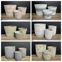 Grande jardinière rectangulaire en fibre de verre, pots de jardin extérieurs en fibre d'argile et ciment pour plantes