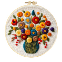 Kit de broderie artisanale ChangxuTextile, paysage hivernal, tissu rond, broderie créative, décoration artistique en feutre 3D