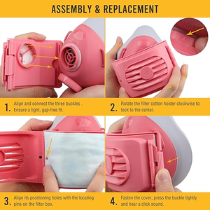 Mascarilla Respiratoria Reutilizable de Media Cara con 6 Filtros, Mascarilla Antipolvo de Silicona de Grado Alimenticio 2818 para Pintura, Limpieza y Lijado - Product Image 5