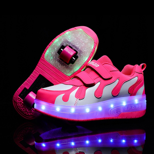 Zapatillas LED de patines de un solo rodillo unisex para paseo nocturno con logotipo personalizado, zapatillas de patinaje sobre ruedas intermitentes para niños y niñas - Product Image 1