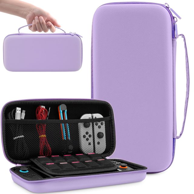 Customized Eva Video Game Player Cases Purple High-Capacity Waterproof Zipper Storage Bag Hard Shell Handheld Game Case
