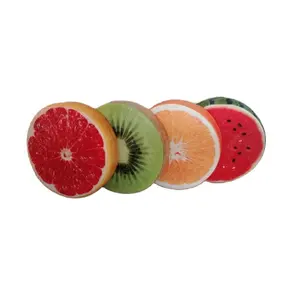 Personalizzazione all'ingrosso della fabbrica peluche stampato in 3D fun fruit adorabile motivo a frutta cuscino rotondo cuscino