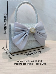 New Cross-border Foreign Trade Polyester Trapeze Bow <b>Sequin</b> Wedding Birthday Evening Crossbody <b>Handbag</b> for Women Tanjing - Product Image 3